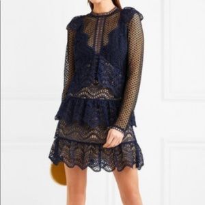 Self-Portrait blue and black lace dress
